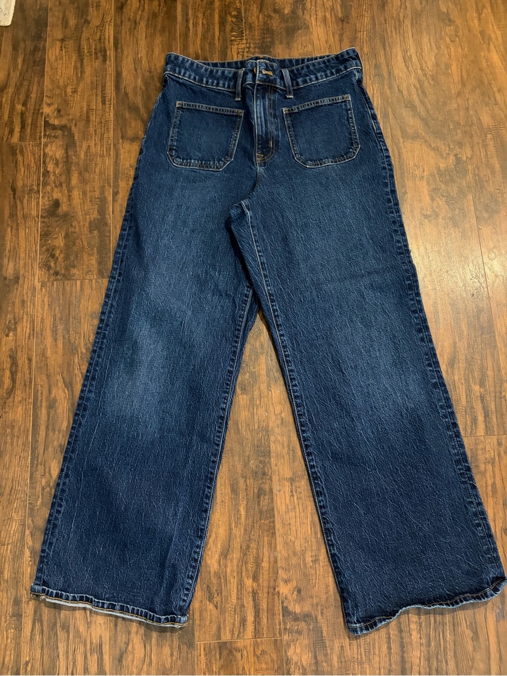 J. Crew Dark Wide-Leg Jeans with Front Patch Pockets